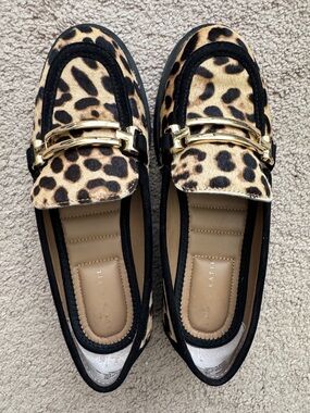 Kelly & Katie Leopard Print Loafers with Gold Bit